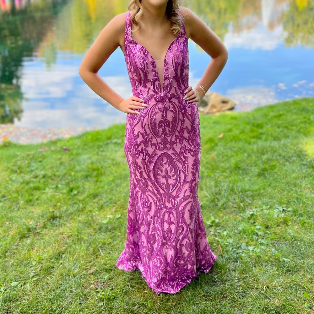 Alyce Paris Pink and Purple Prom Dress